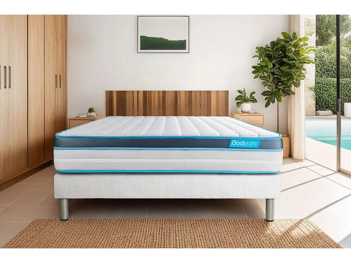Ensemble 90x190 matelas BodyFit à mémoire de forme + sommier kit gris