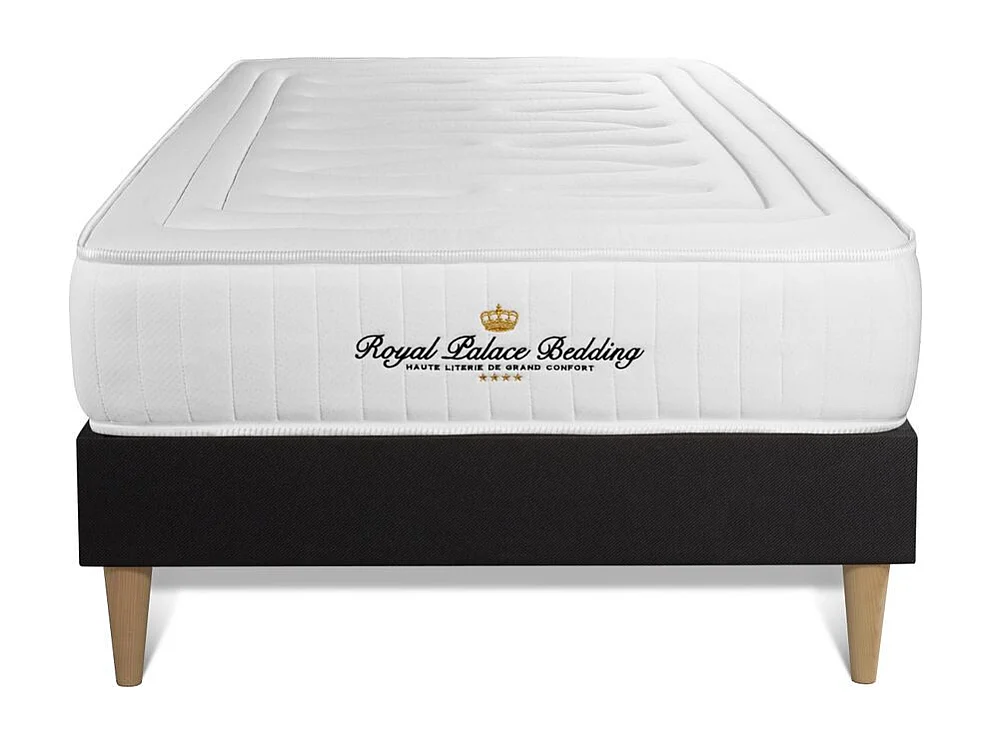 Conjunto de Estrado Preto + Colchão ROYAL PALACE BEDDING Nottingham (90x190 cm - Espuma Viscoelástica- Altura: 20 cm)
