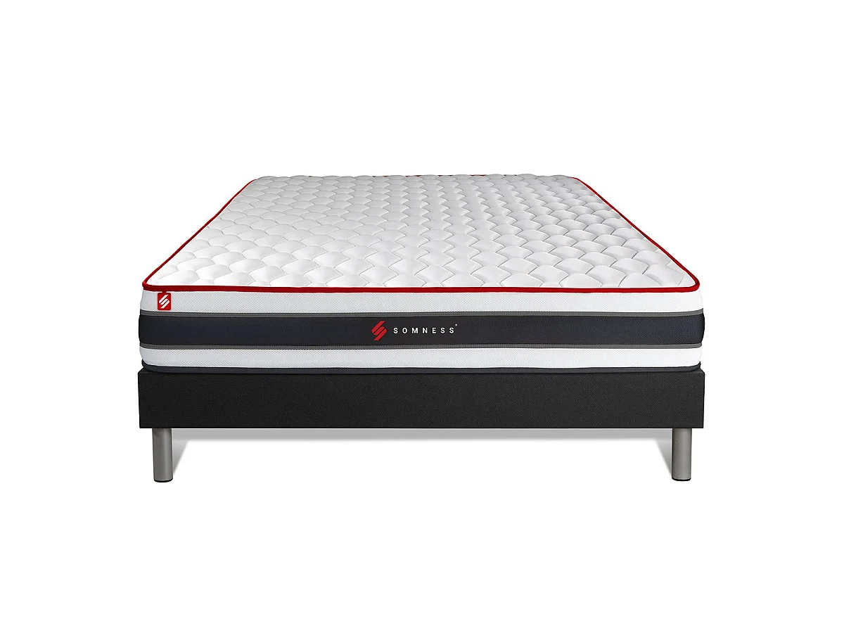 Ensemble 180x200 matelas ENERGY ressorts ensachés et mémoire de forme + sommier kit noir