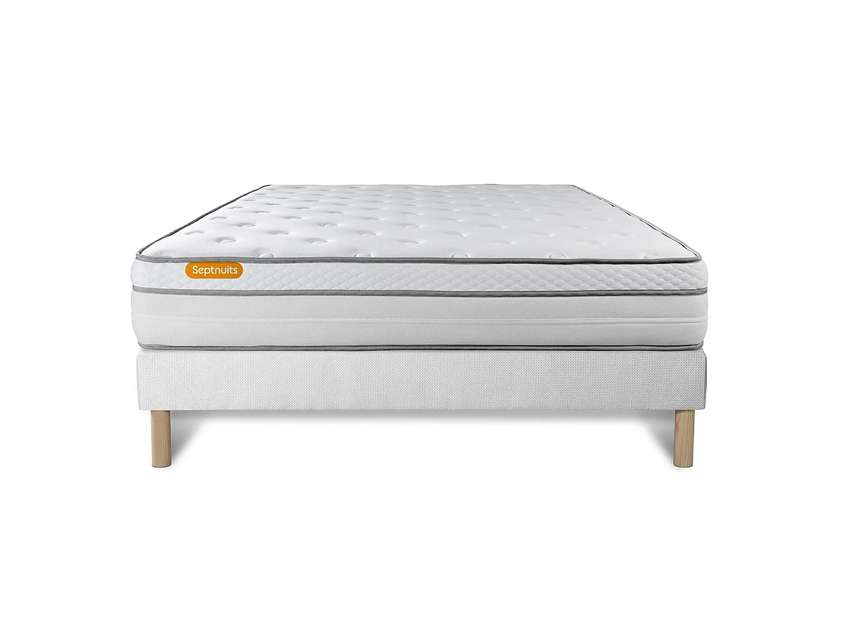 Matelas + sommier 140x190 Memo Luxe Ressorts ensachés + mémoire de forme 5 zones de confort MAXI épaisseur