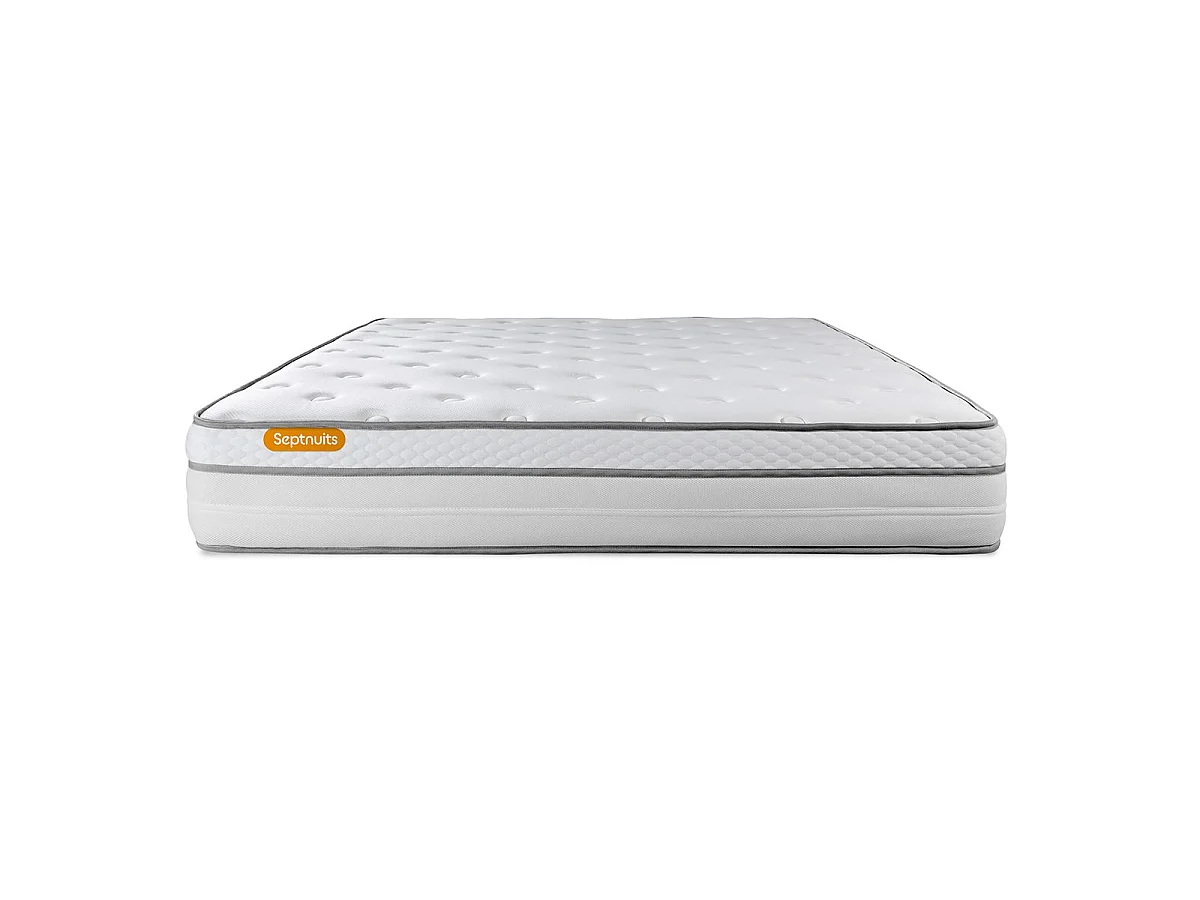 Matelas + sommier 140x190 Memo Luxe Ressorts ensachés + mémoire de forme 5 zones de confort MAXI épaisseur