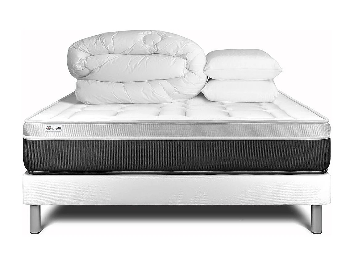 Pack prêt à dormir VITAL SOFT 160 x 200 cm sommier Kit blanc