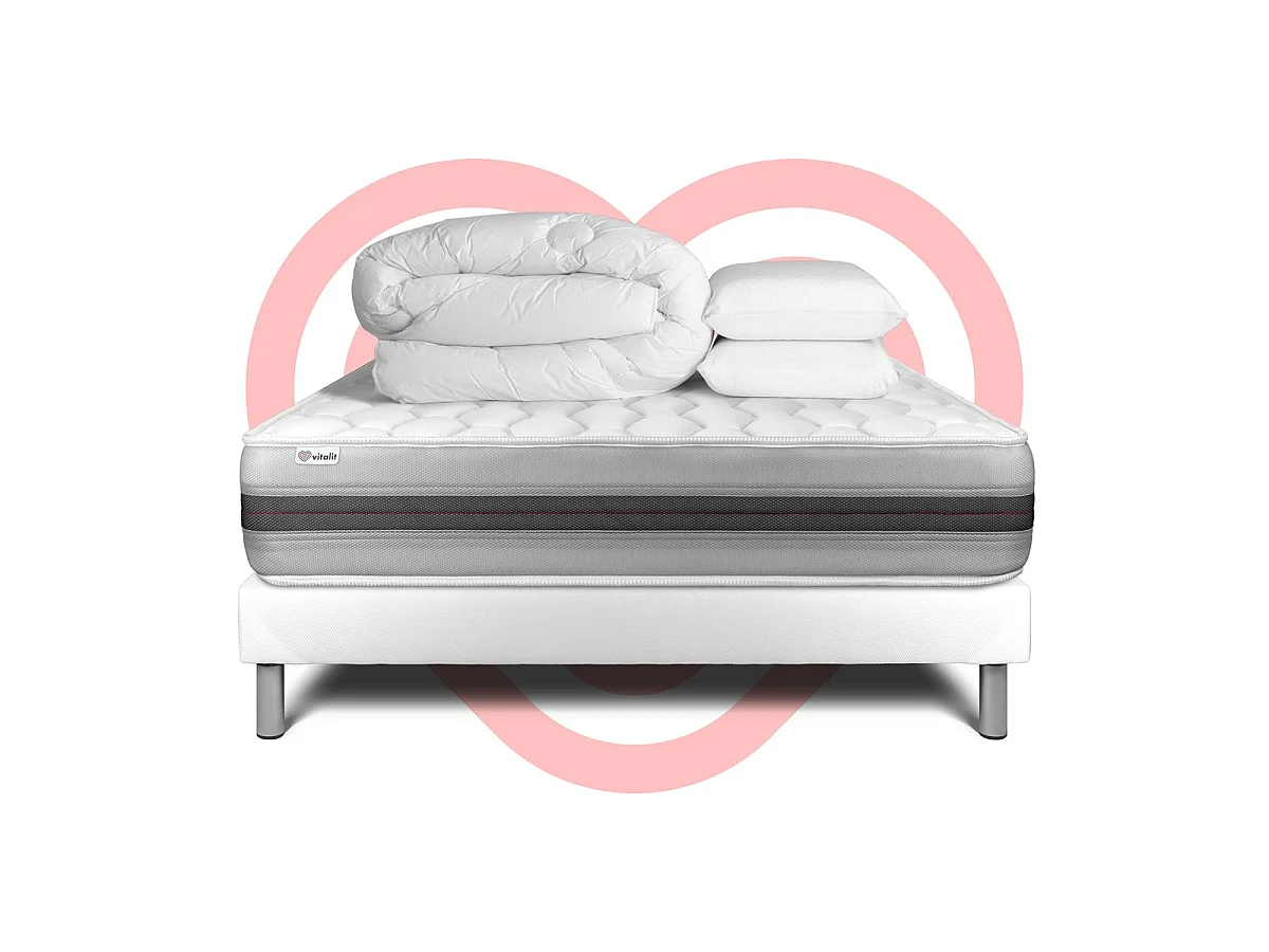 Pack prêt à dormir VITALSPRING RECOVER 160 x 200 cm sommier Kit blanc