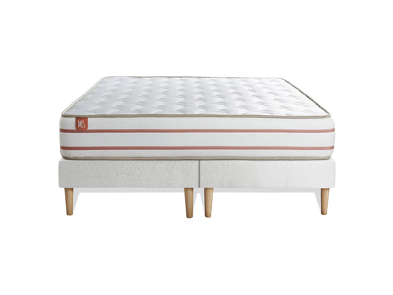 Pack prêt à dormir matelas LE DOUX 200x200cm Mémoire de forme - Ep. 24cm + double sommiers Blanc + 2 oreillers +couette