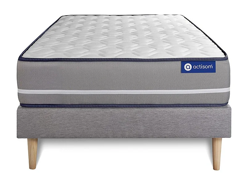 Ensemble matelas Ressorts ensachés ACTIFLEX PUR 90x200cm 3zones de confort + sommier KIT gris