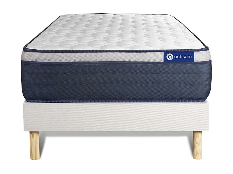 Ensemble matelas Ressorts ensachés+Mémoire de forme ACTIFLEX MAX 90x200 cm Maxi épaisseur 7zones confort + sommier KIT blanc