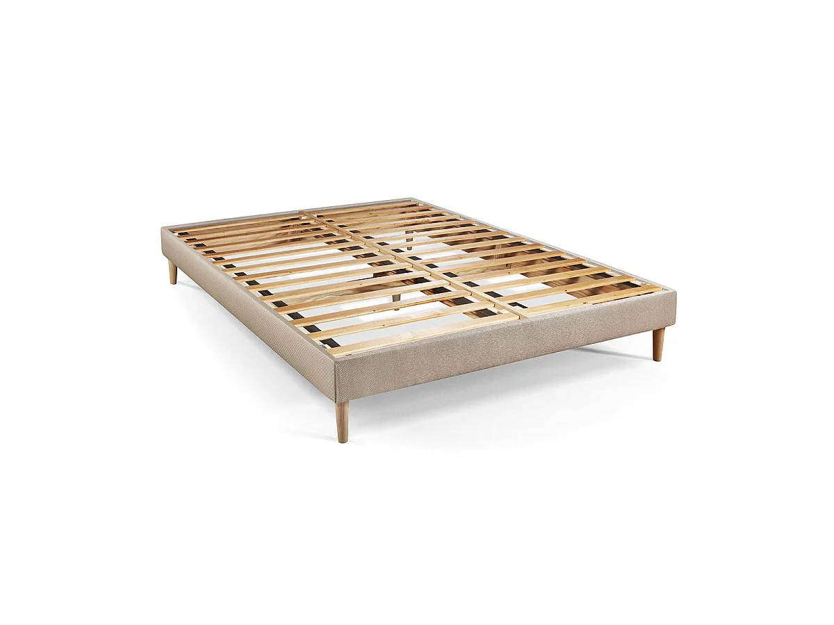 Ensemble LE DOUX 140x200cm Mémoire de forme 3 zones de confort - Ep. 24cm + sommier kit Beige