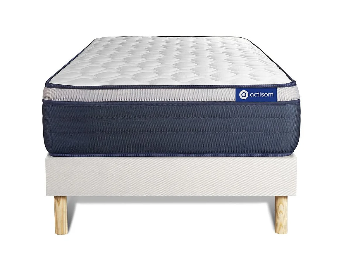 Ensemble matelas Mémoire de forme ACTIMEMO MAX 90x190 cm Maxi épaisseur 7zones de confort + sommier KIT blanc