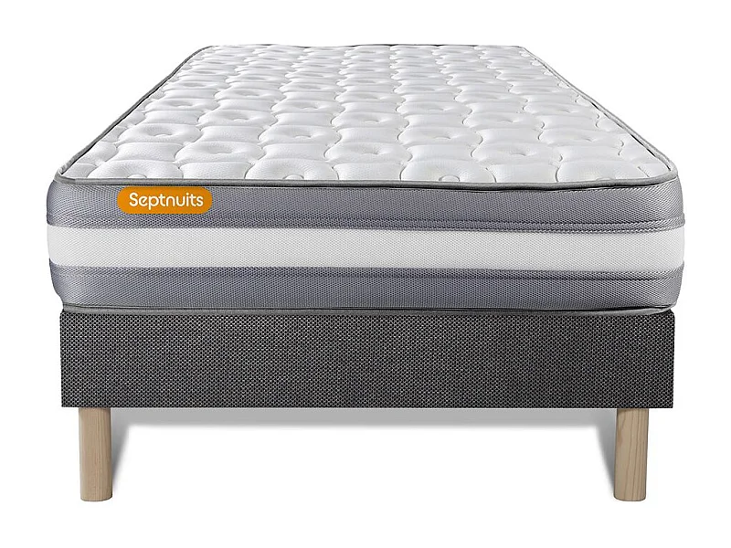 Matelas + sommier gris 90x200 Memo Plus Mémoire de forme 3 zones