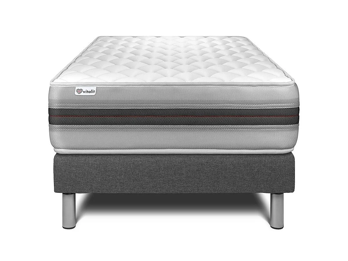 Ensemble VITALMEMO BACK 90x200cm sommier kit gris