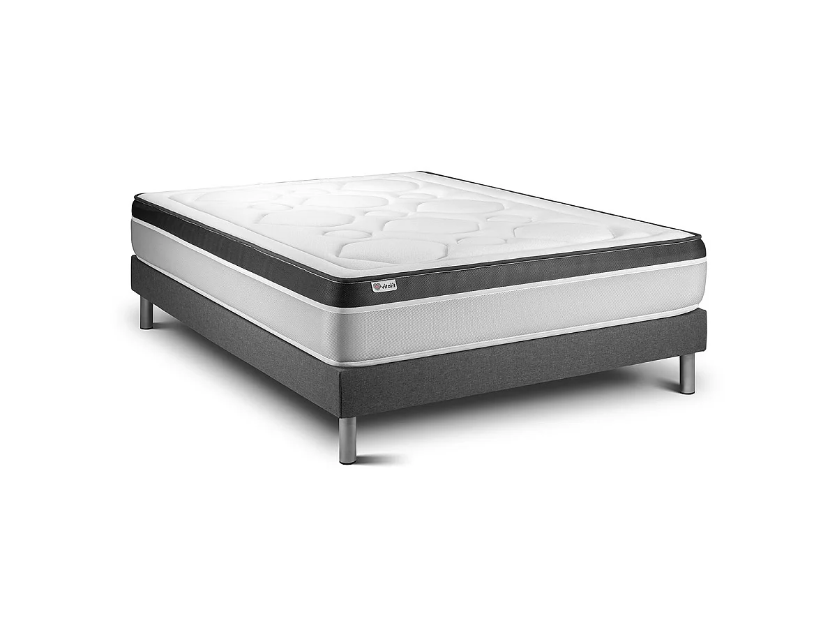 Ensemble VITAL ERGO 200 x 200 cm sommier Kit gris
