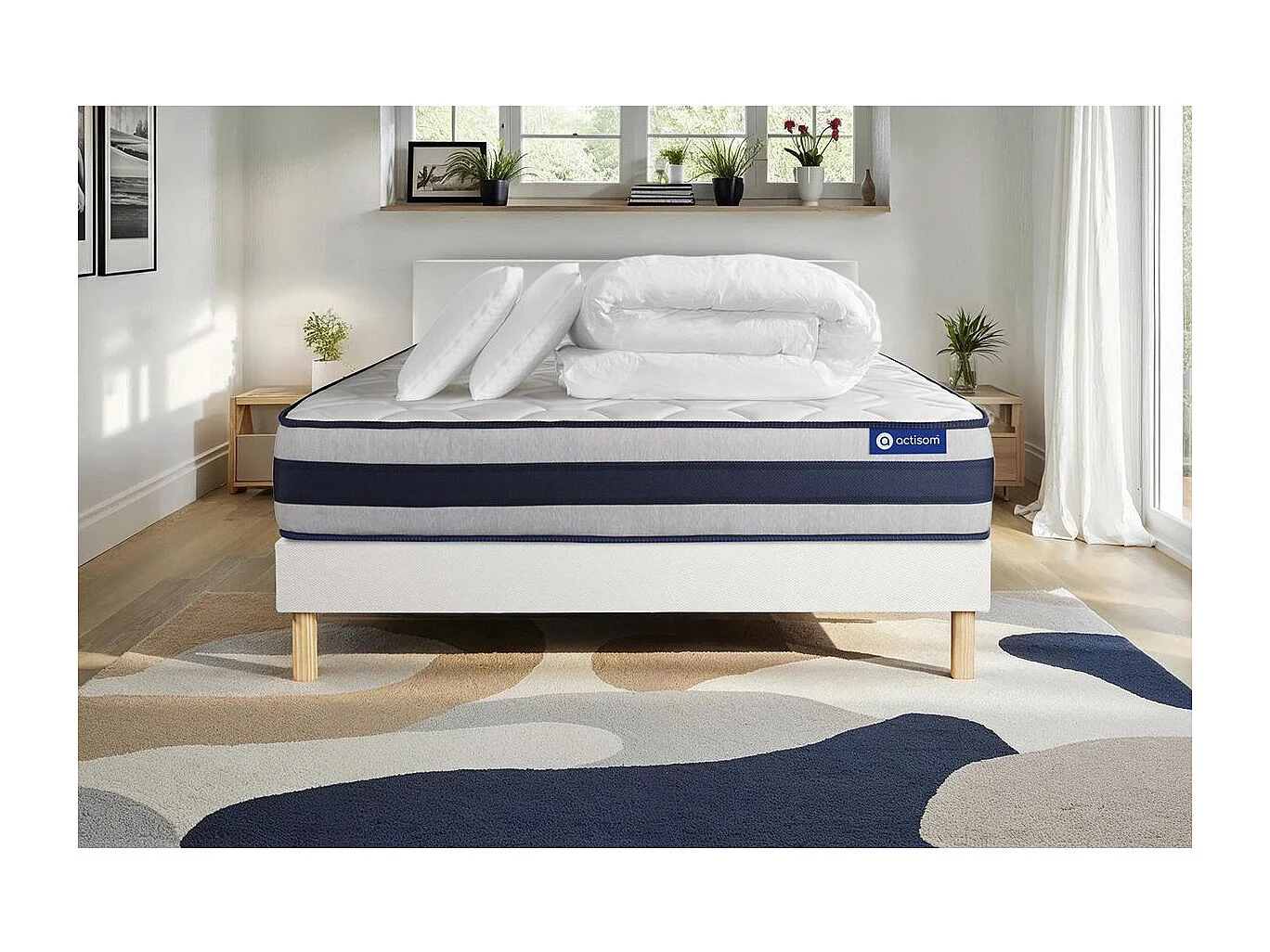 Compleet bedpakket - Matras 200x200 cm + Lattenbodem (set) + 2 kussens + Dekbed - Actiflex Ergo