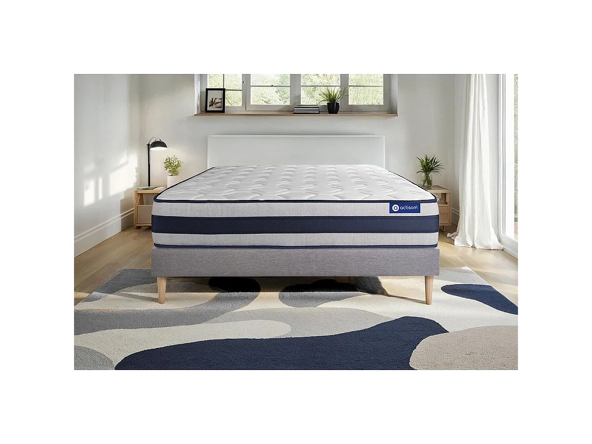 Ensemble matelas Mémoire de forme ACTIMEMO ERGO 90x190 cm Maxi épaisseur 5zones de confort + sommier KIT gris