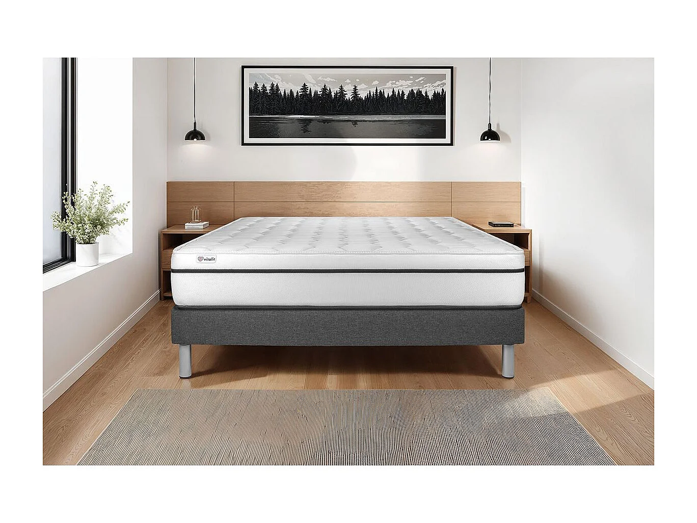 Ensemble VITAL SPA 200 x 200 cm sommier Kit gris