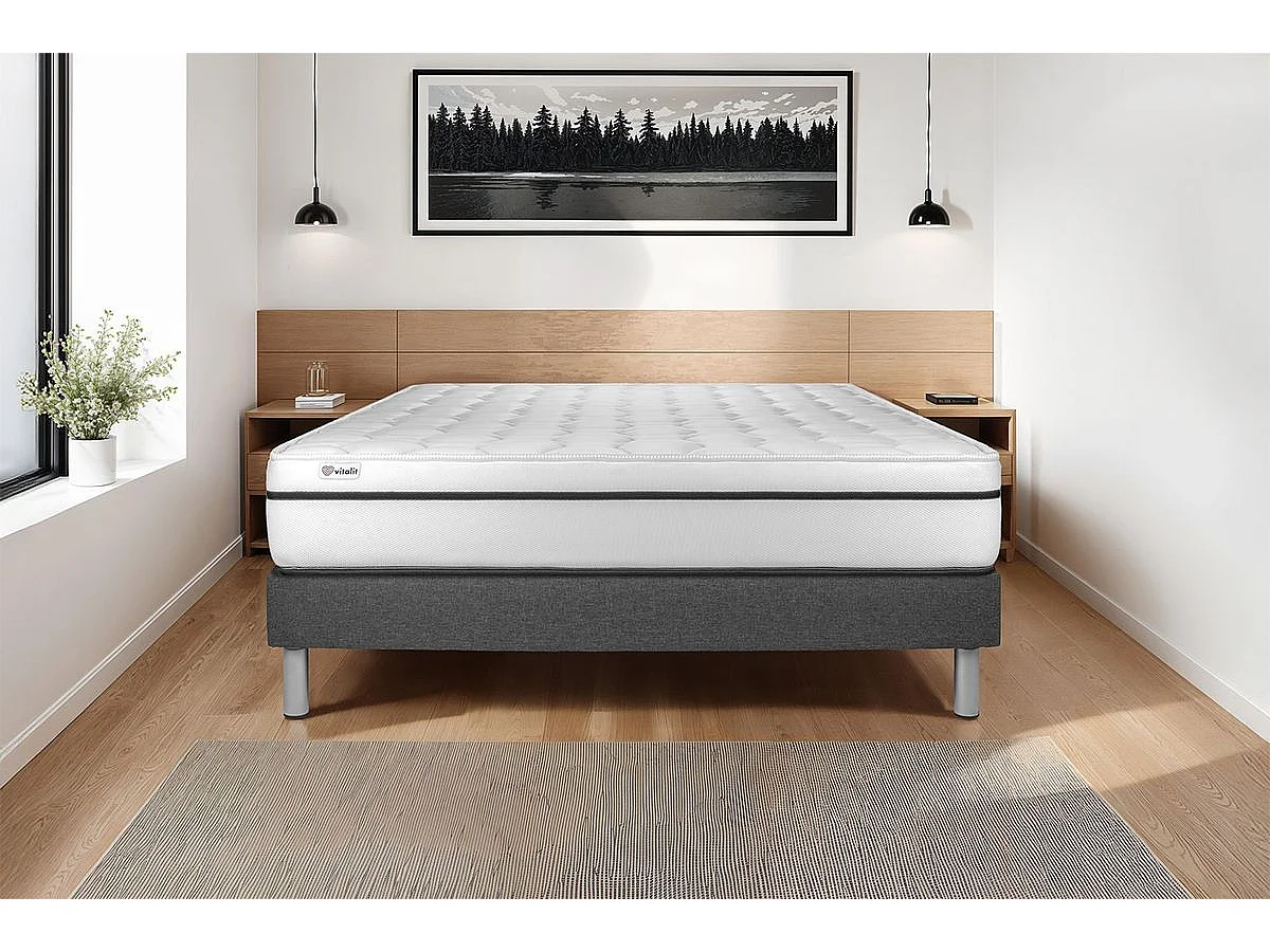 Ensemble VITAL SPA 200 x 200 cm sommier Kit gris