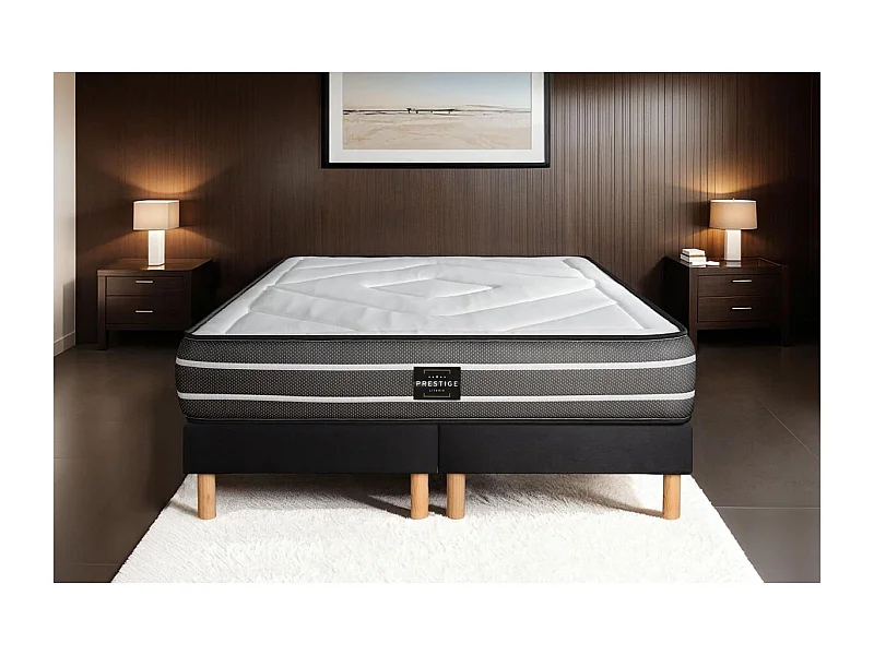 Ensemble Exclusive 200 x 200 cm double sommier noir