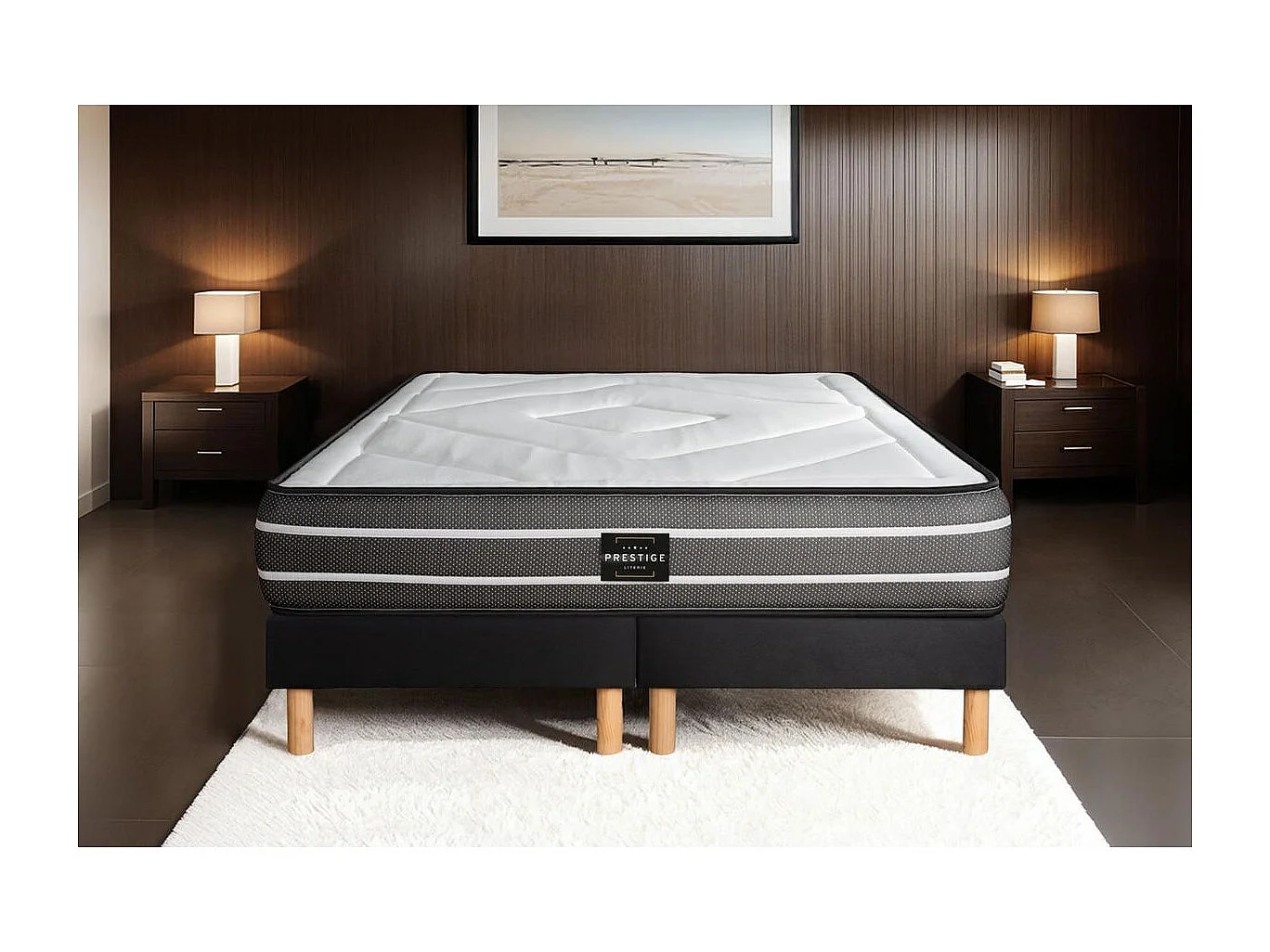 Ensemble Exclusive 200 x 200 cm double sommier noir