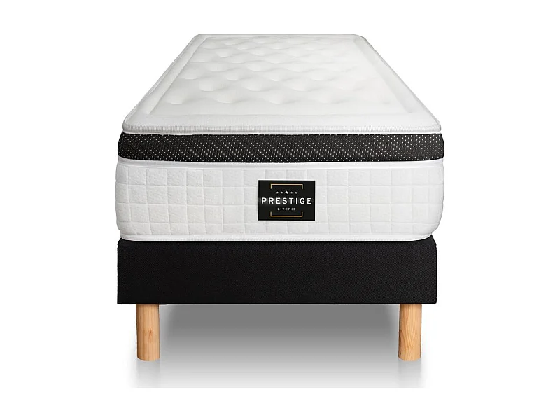 Ensemble Privilège 90x200 Mémoire de forme 5 zones sommier noir