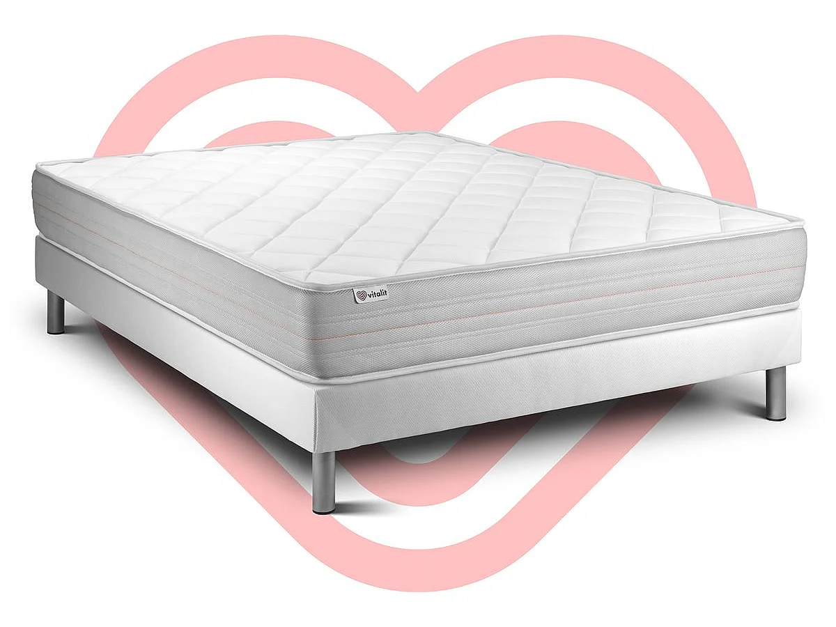 Ensemble VITALMEMO 200x200cm sommier kit blanc