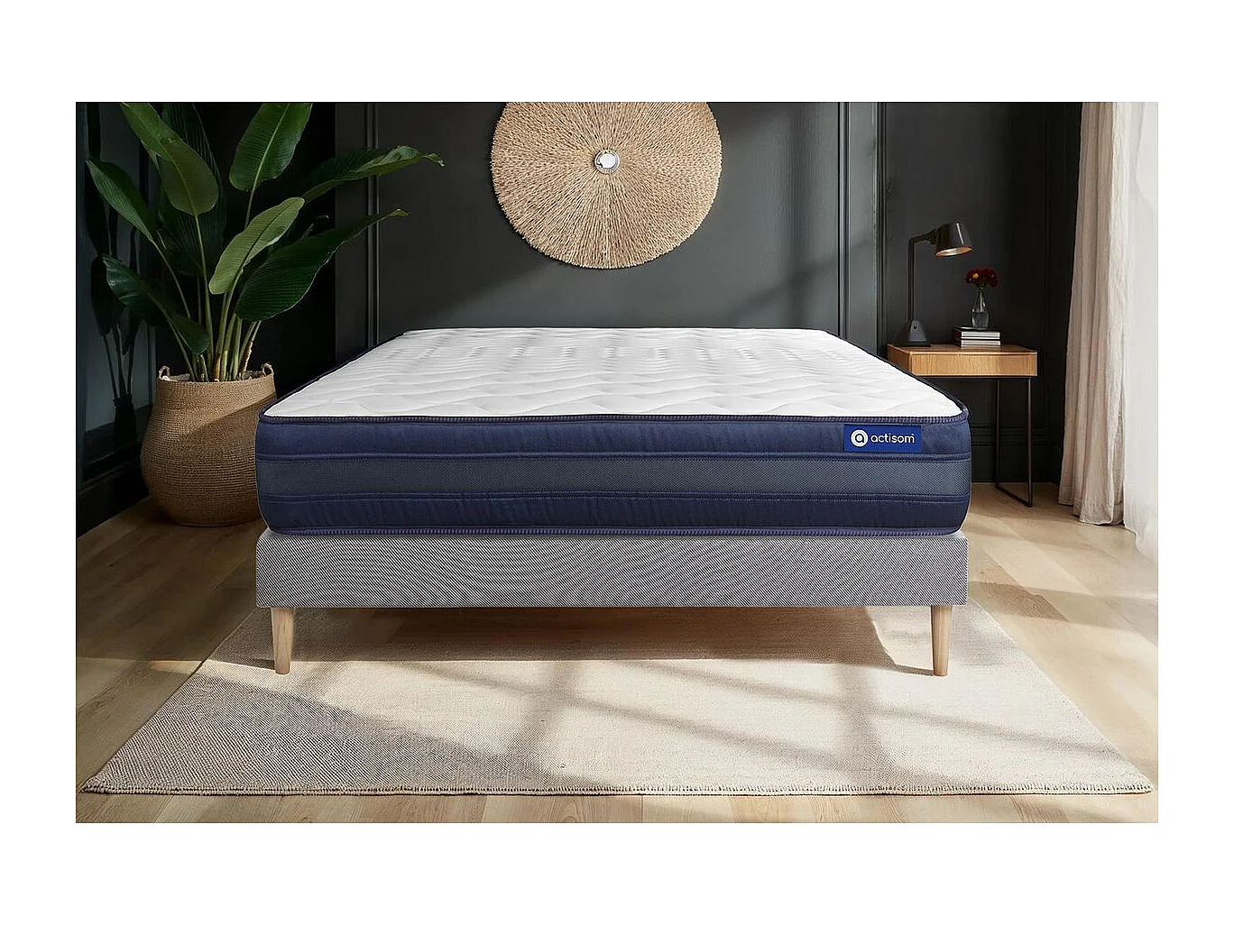 Lattenbodem en Actimemo tech matras 90x200cm , matrasdikte : 24 cm , traagschuim , zeer stevig, 5 comfortzones