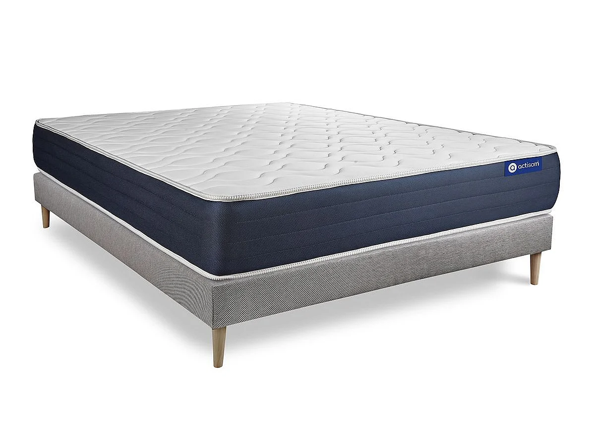 Ensemble matelas Ressorts ensachés et Mémoire de forme ACTIFLEX SLEEP 140x190 5zones de confort + sommier KIT gris