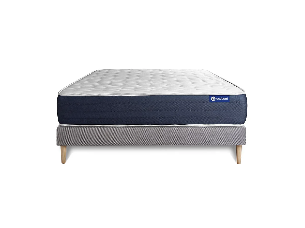 Ensemble matelas Ressorts ensachés et Mémoire de forme ACTIFLEX SLEEP 140x190 5zones de confort + sommier KIT gris