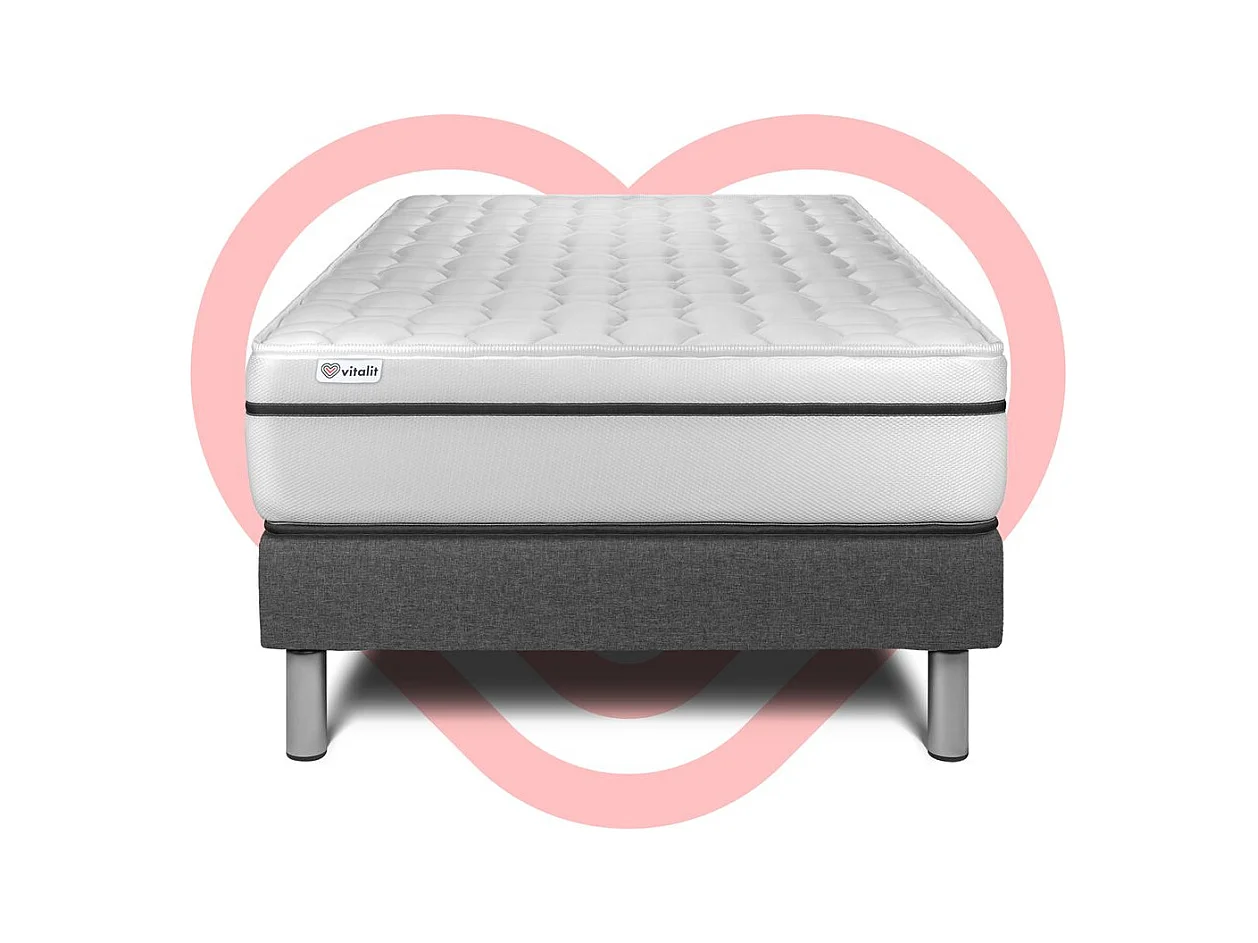 Ensemble VITAL SPA 90 x 200 cm sommier Kit gris
