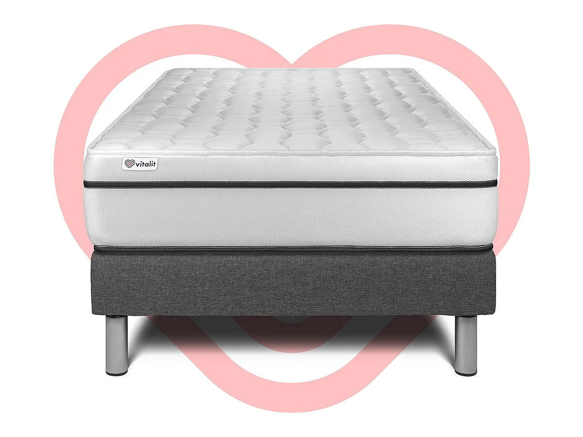 Ensemble VITAL SPA 90 x 200 cm sommier Kit gris