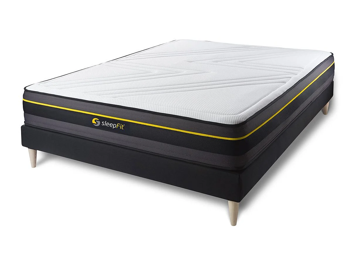 Ensemble 140x190 matelas ACTIVE + sommier kit noir