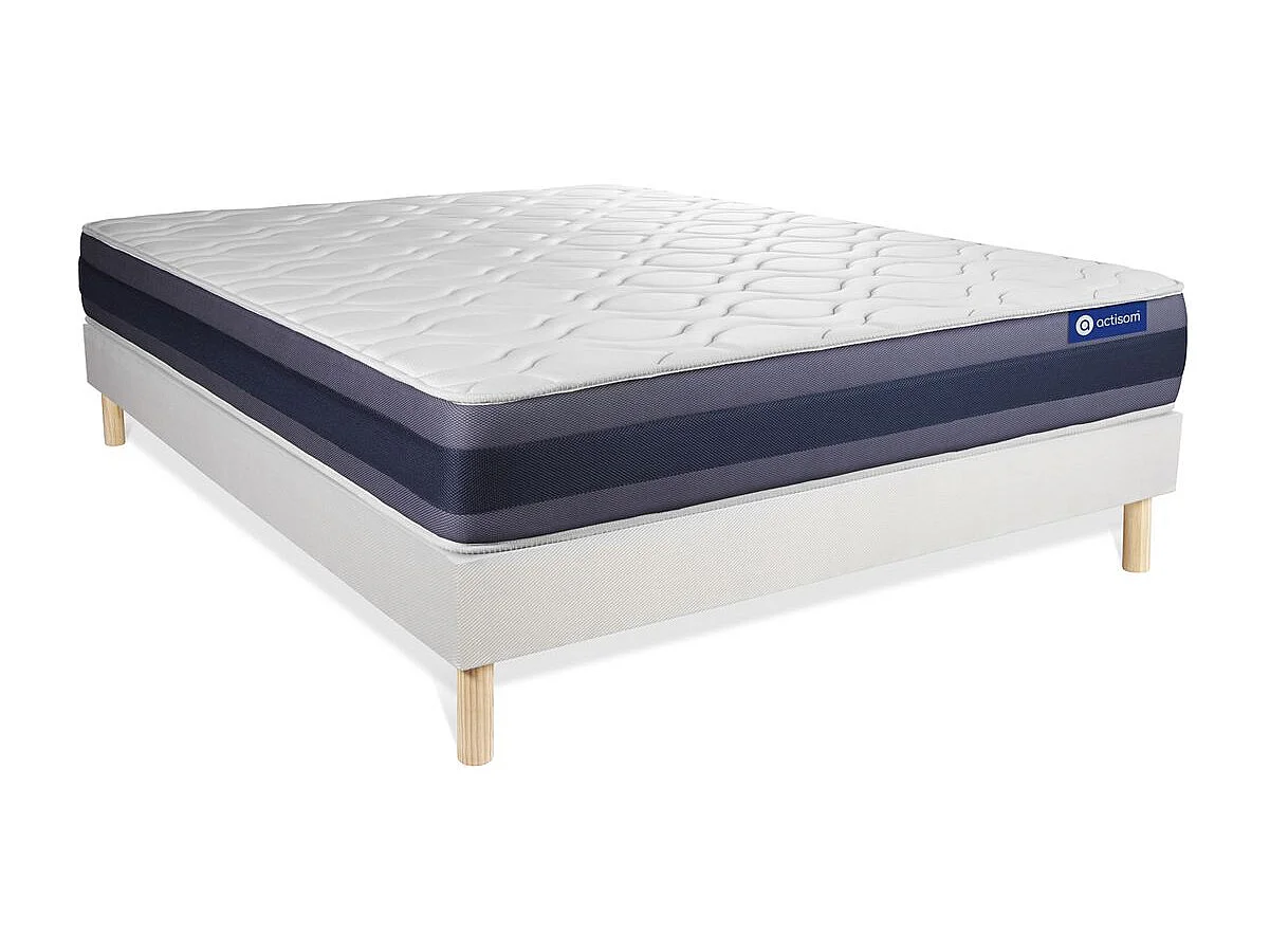 Ensemble matelas Latex+Mémoire de forme ACTILATEX MORPHO 200x200 Maxi épaisseur 5zones de confort + sommier KIT blanc
