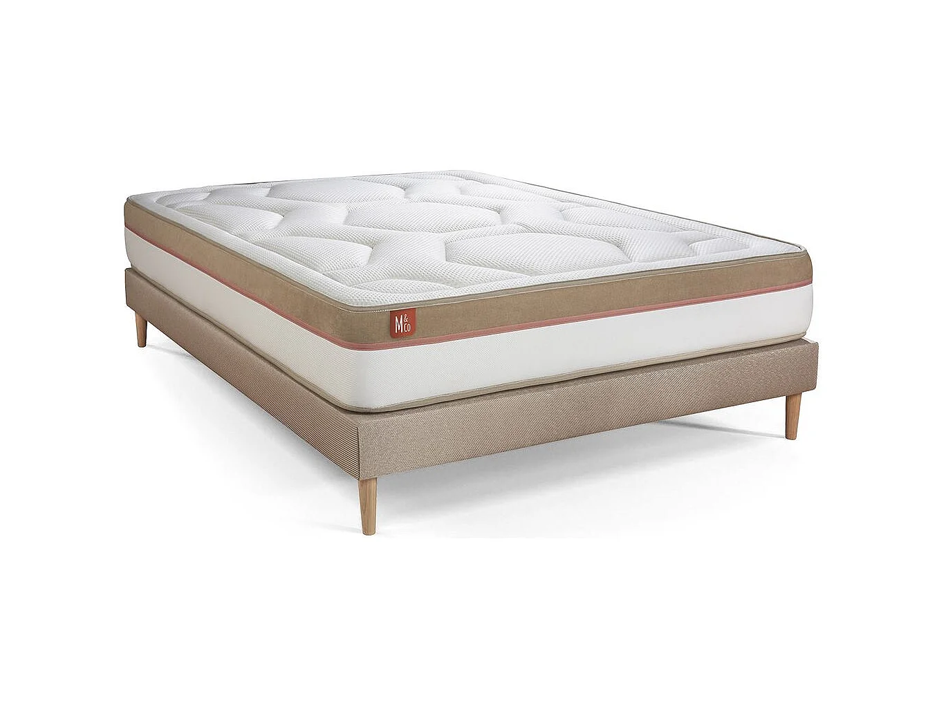 Pack prêt à dormir matelas LE COSY 140x200cm Mémoire de forme - Ep. 30cm + sommier Beige + 2 oreillers + couette 240x220cm
