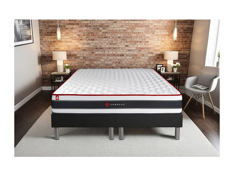Ensemble double sommier + matelas ENERGY ressorts ensachés et mémoire de forme 200x200