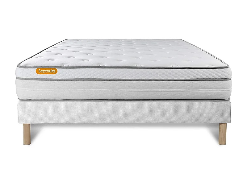 Matelas + sommier 140x200 Memo Luxe Ressorts ensachés + mémoire de forme 5 zones de confort MAXI épaisseur