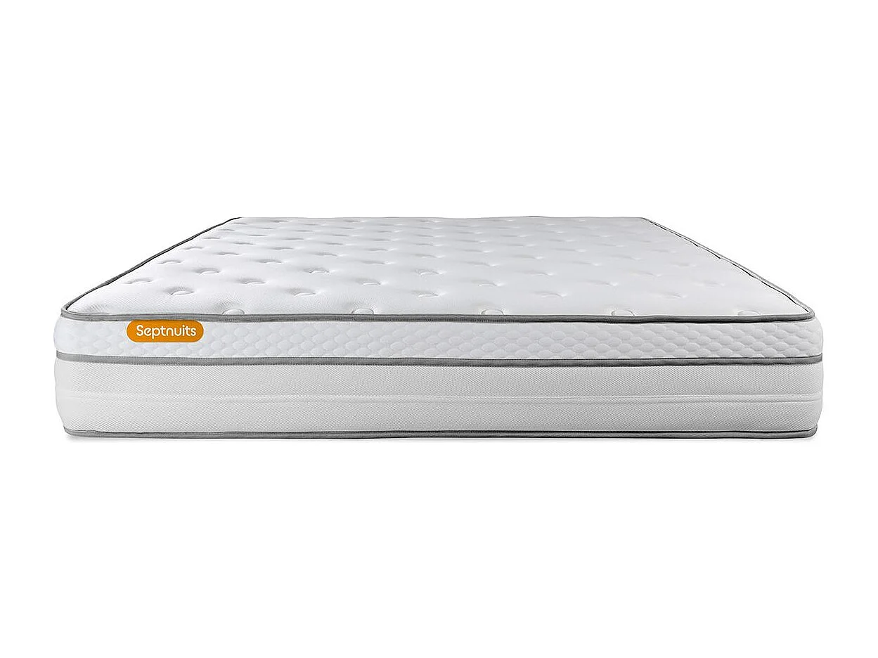 Matelas + sommier 140x200 Memo Luxe Ressorts ensachés + mémoire de forme 5 zones de confort MAXI épaisseur