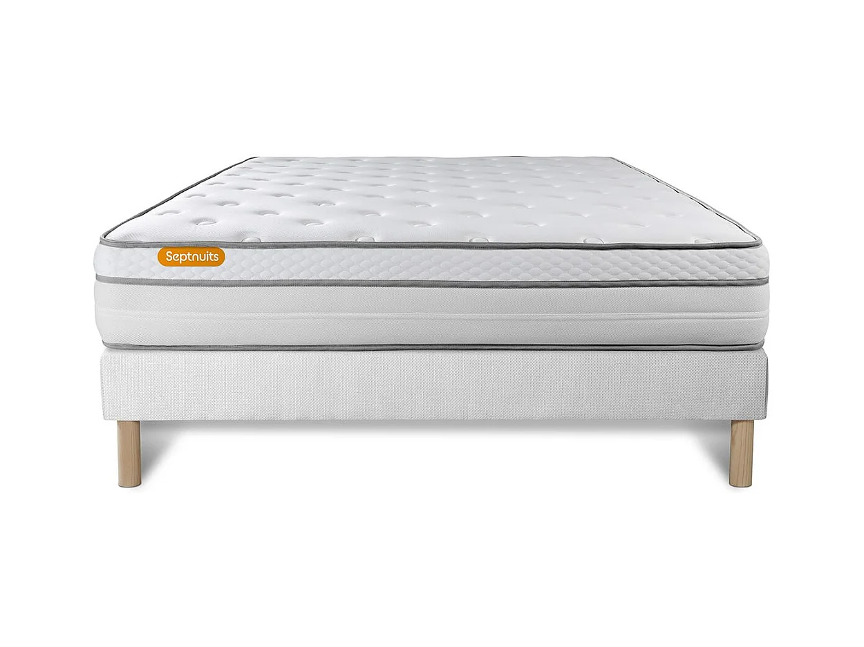 Matelas + sommier 140x200 Memo Luxe Ressorts ensachés + mémoire de forme 5 zones de confort MAXI épaisseur