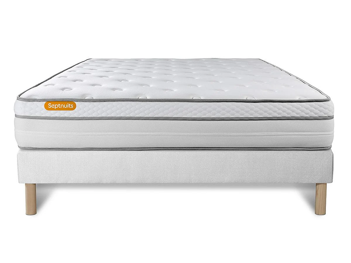 Matelas + sommier 140x200 Memo Luxe Ressorts ensachés + mémoire de forme 5 zones de confort MAXI épaisseur