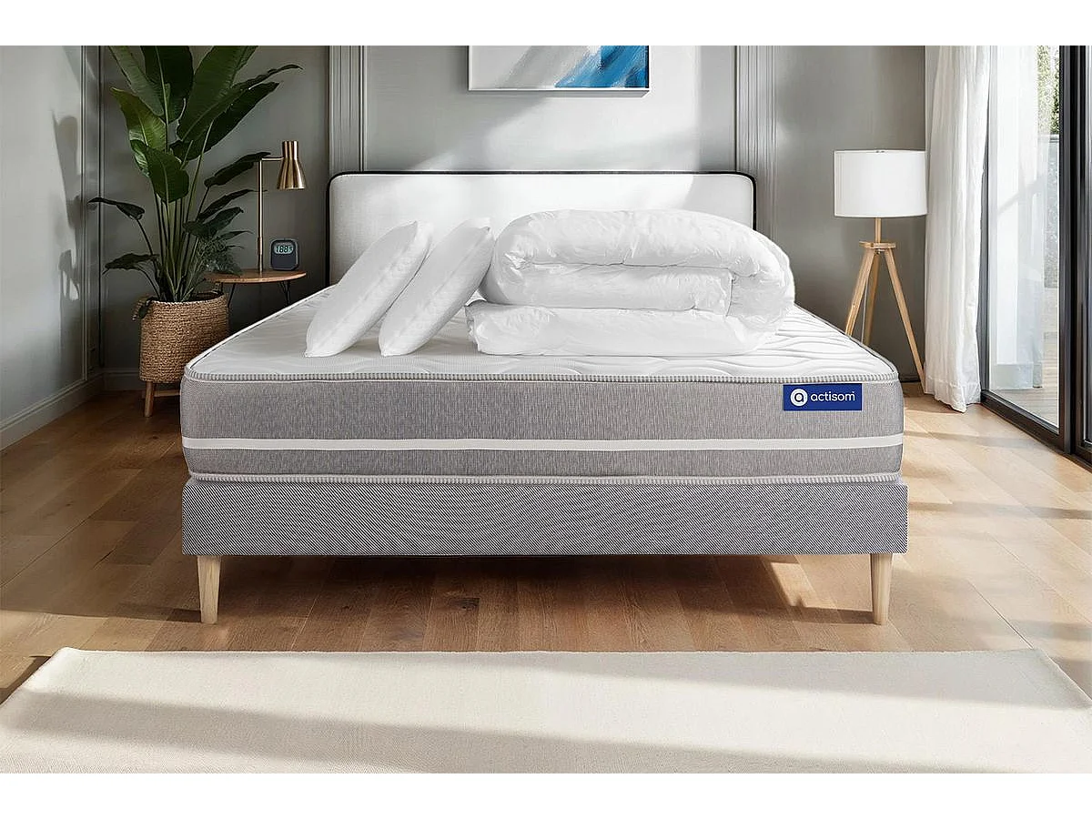 Compleet bedpakket - Matras 140x200 cm + Lattenbodem (kit) + 2 kussens + Dekbed - Actilatex Touch