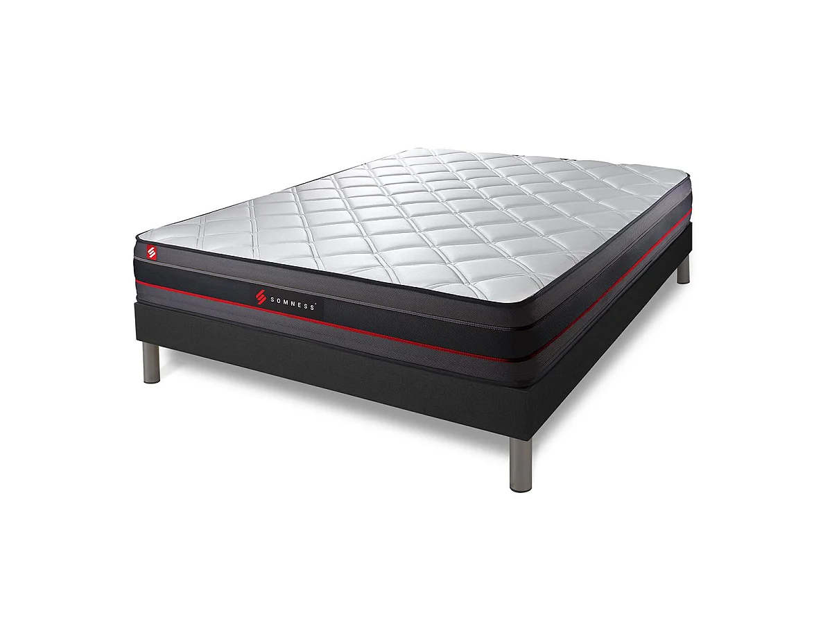 Ensemble 140x190 matelas REGEN à mémoire de forme + sommier kit noir