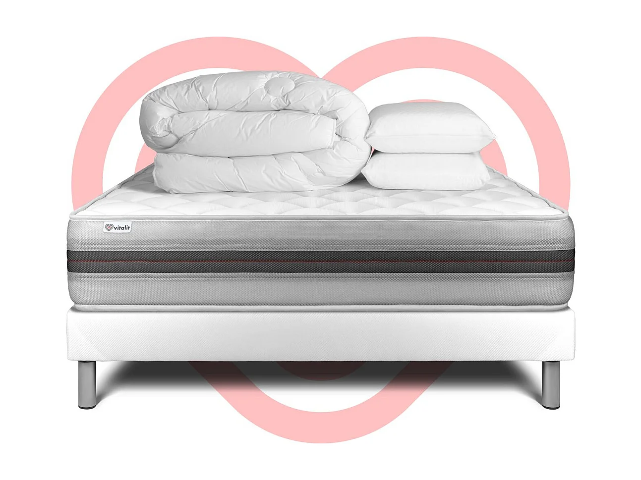 Pack prêt à dormir VITALMEMO BACK 140 x 200 cm sommier Kit blanc