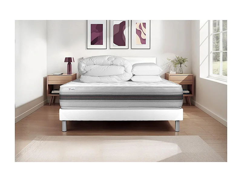 Pack prêt à dormir VITALMEMO BACK 140 x 200 cm sommier Kit blanc