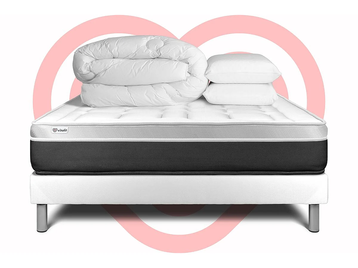 Pack prêt à dormir VITAL SOFT 140 x 200 cm sommier Kit blanc
