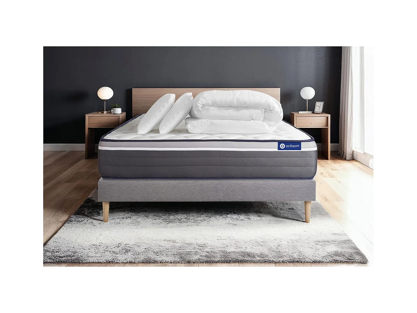 Compleet bedpakket - Matras 180x200 cm + Lattenbodem (set) + 2 kussens + Dekbed - Actiflex Plus