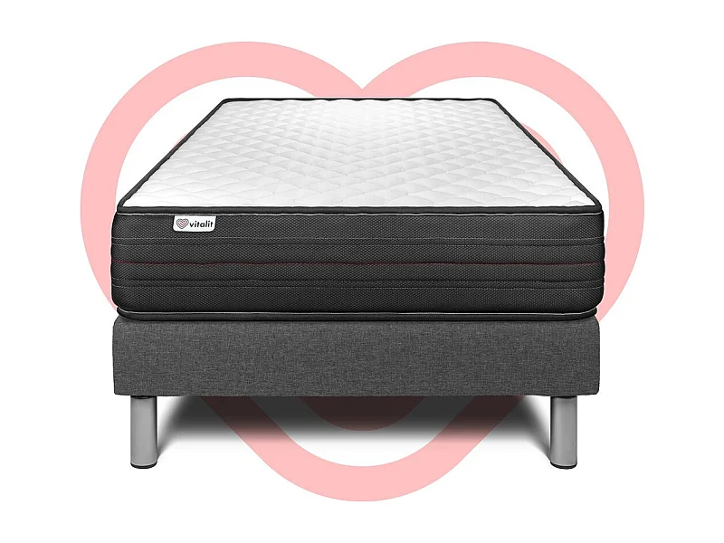 Matratzenset VITALPOWER 90 x 200 cm Bettrahmen Kit grau