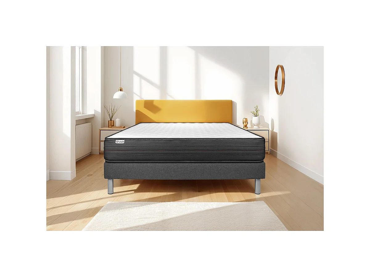 Ensemble VITALPOWER 90 x 200 cm sommier Kit gris