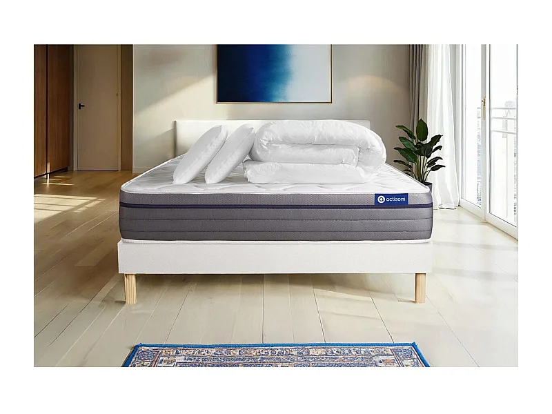 Compleet bedpakket - Matras 200x200 cm + Lattenbodem (kit) + 2 kussens + Dekbed - Actilatex Zen