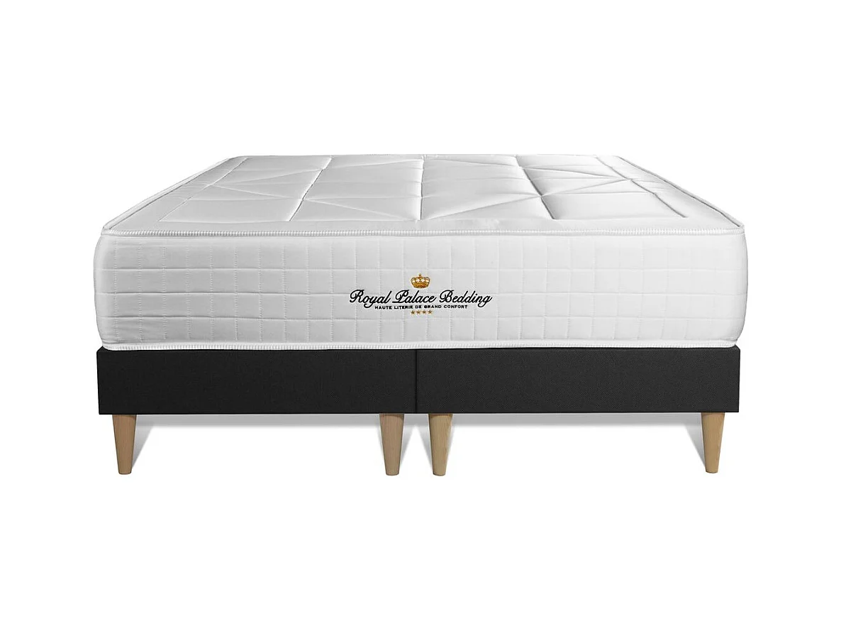 Ensemble matelas ressorts ensachés + mémoire de forme maxi épaisseur Windsor 200x200 double sommier
