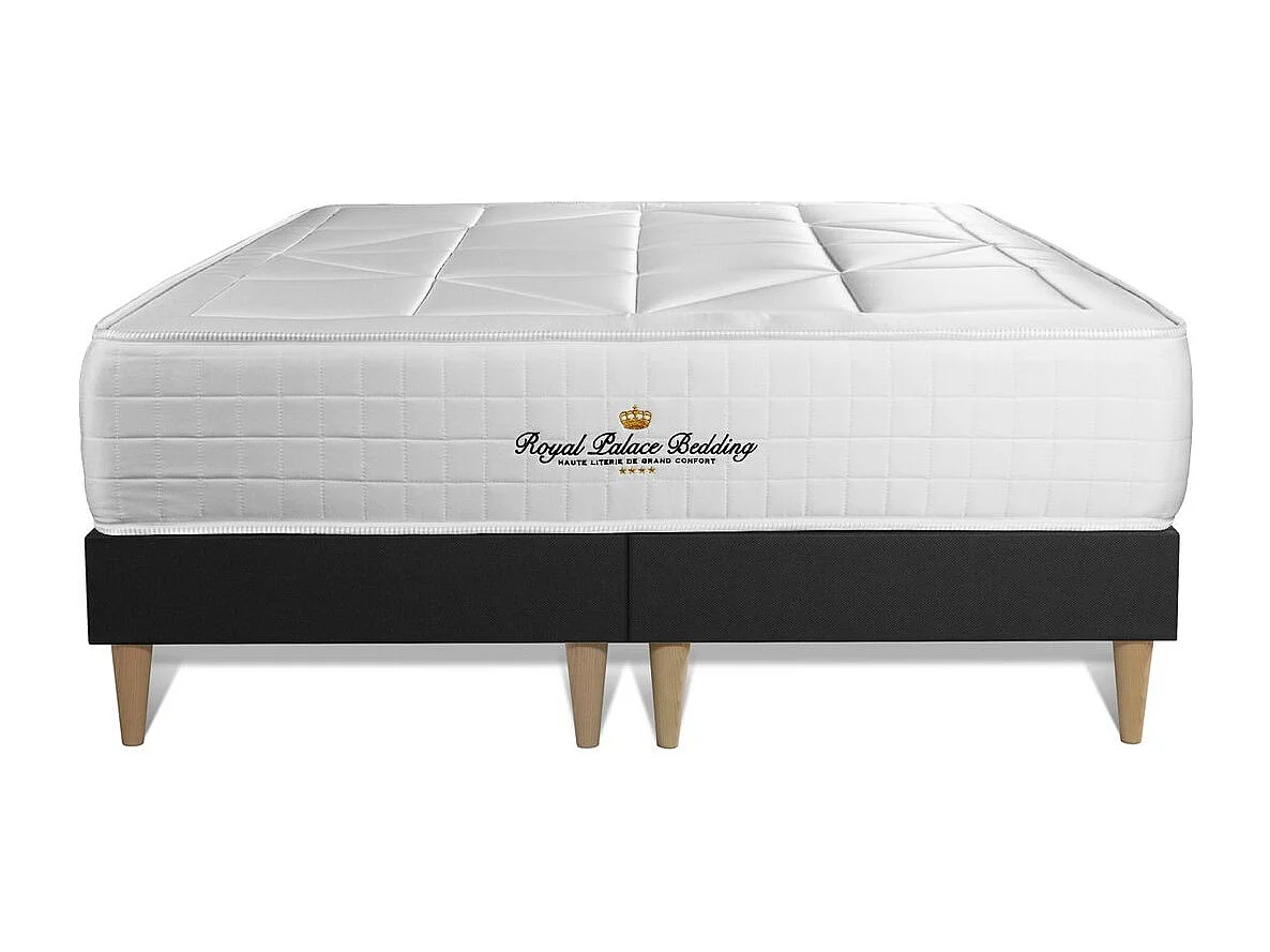 Ensemble matelas ressorts ensachés + mémoire de forme maxi épaisseur Windsor 200x200 double sommier