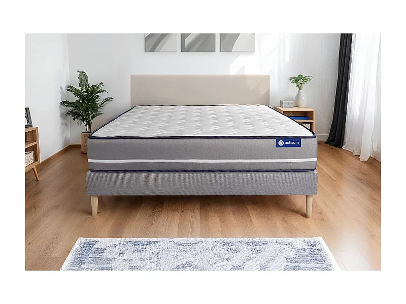 Ensemble matelas à mémoire ACTIMEMO PUR 140x190cm 3zones de confort + sommier KIT gris