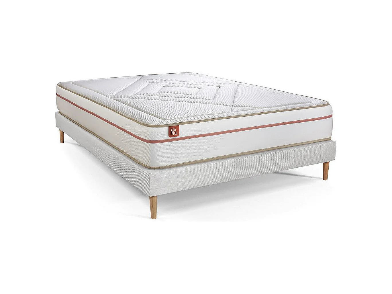 Ensemble LE PAISIBLE 140x200cm Mémoire de forme BioVisco - Ep. 24cm + sommier kit Blanc