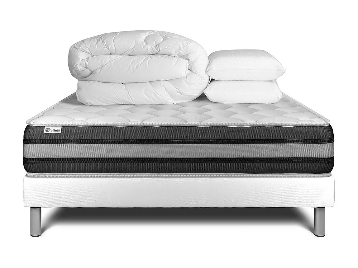 Pack prêt à dormir VITALSPRING ZEN 140 x 190 cm sommier Kit blanc